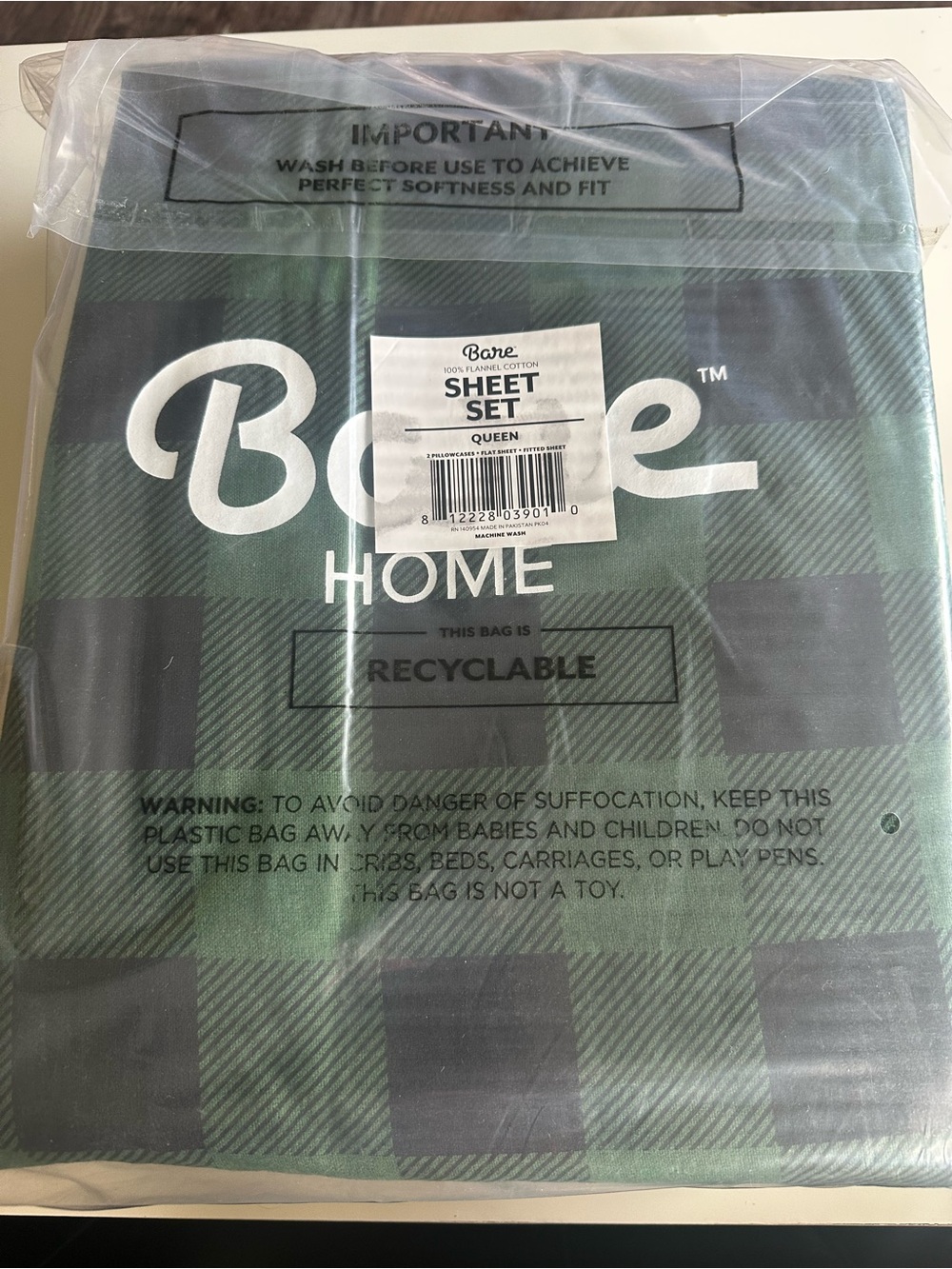 New Bare Home Queen Bedding Set Green and Black Buffalo Plaid - Picture 3 of 7